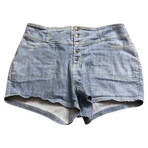 Unique Vintage Relaxed Fit 50s-Inspired Blue Shorts